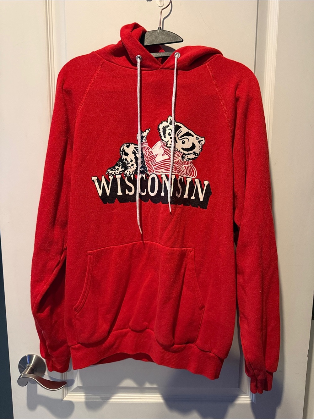Hanes Red Wisconsin Hooded Sweatshirt with Drawstring